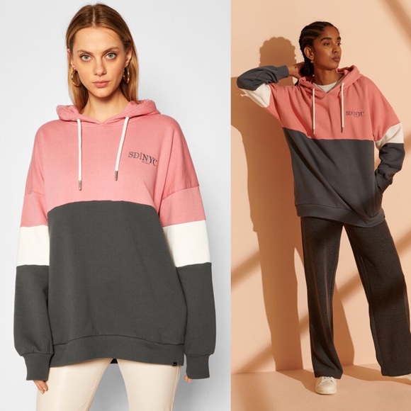 Superdry NYC Times Color Block Oversized Hoodie/Sweatshirt - Picture 1 of 8